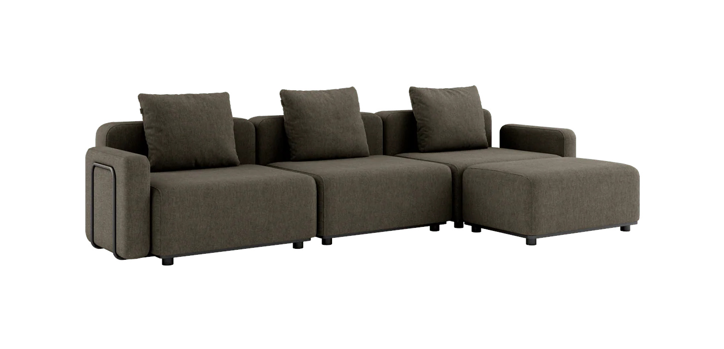 Cobana Loungesofa 3-Sitzer mit Armlehnen mit Hocker, cobana braun