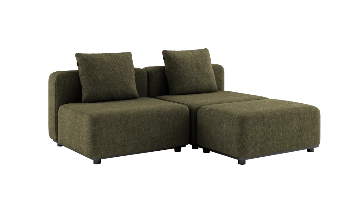 Cobana Loungesofa 2-Sitzer ohne Armlehnen mit Hocker, kirra olive