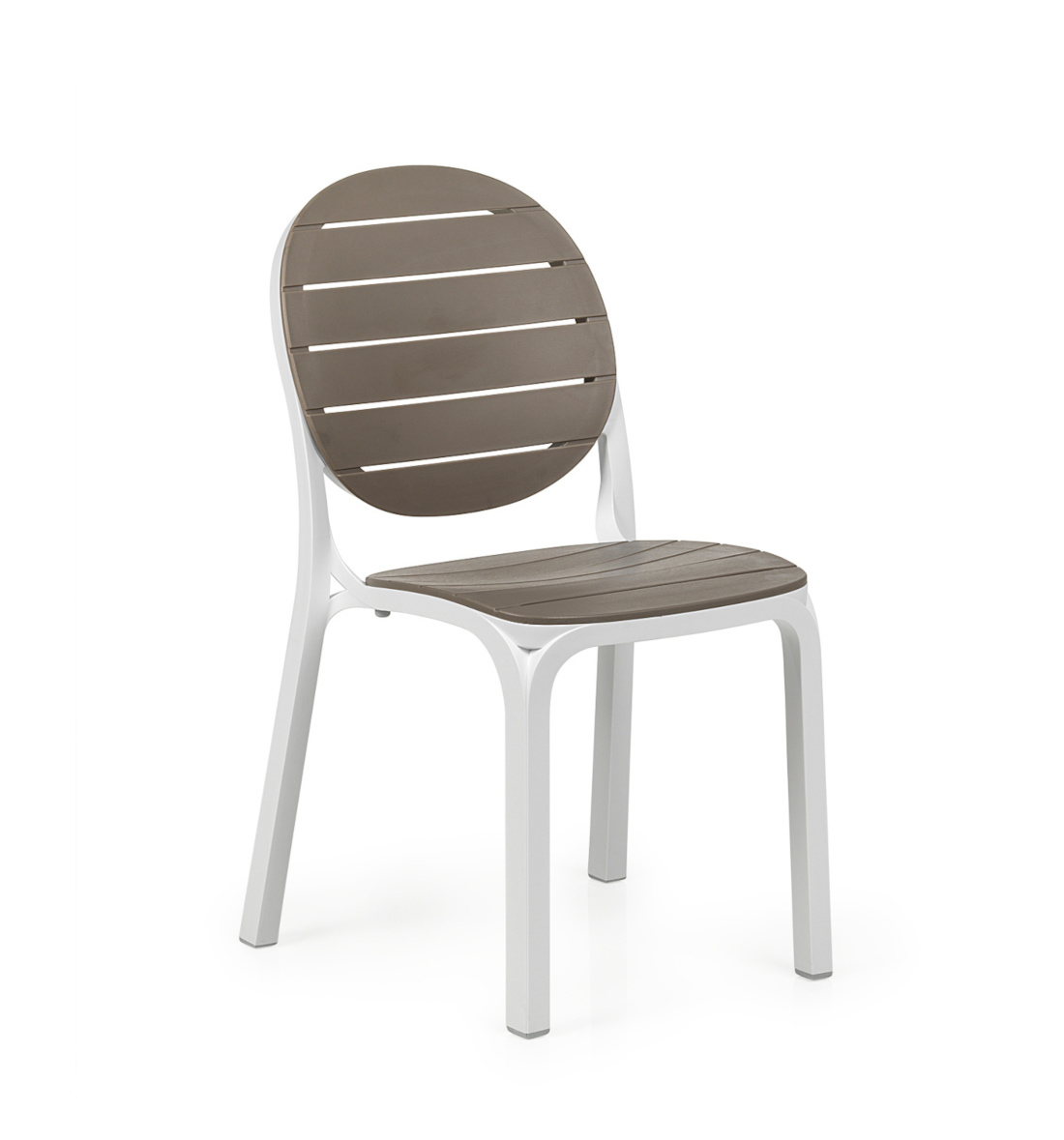 Nardi Erica Gartenstuhl weiß/tortora, stapelbar, wetterfest, ergonomisch, langlebig, italienisches Outdoor-Design