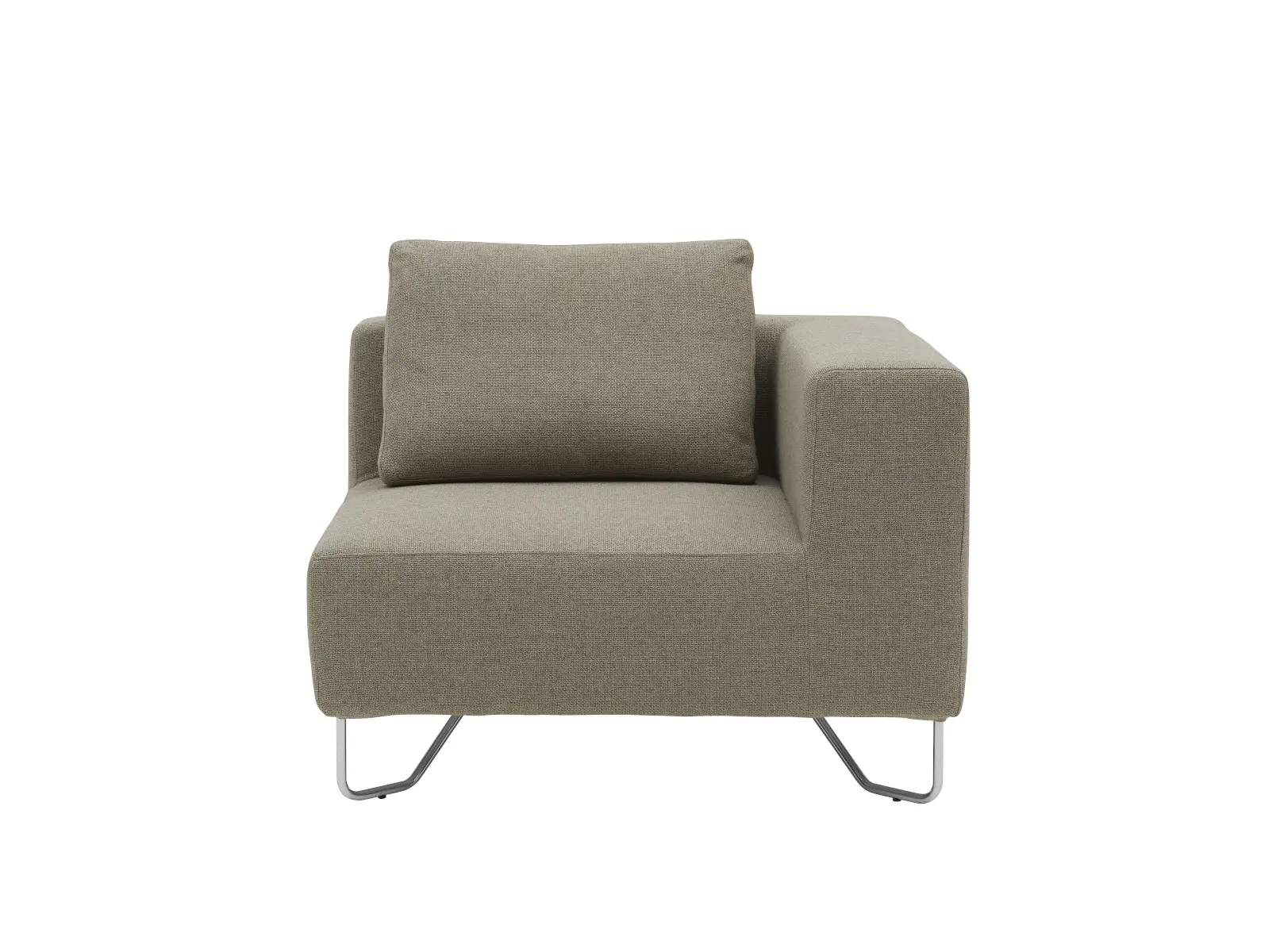 Softline Lotus Sofa Eckelement in Beige aus frontaler Perspektive mit Rückenkissen, seitlicher Armlehne, breiter Sitzfläche und filigranem Metallgestell.