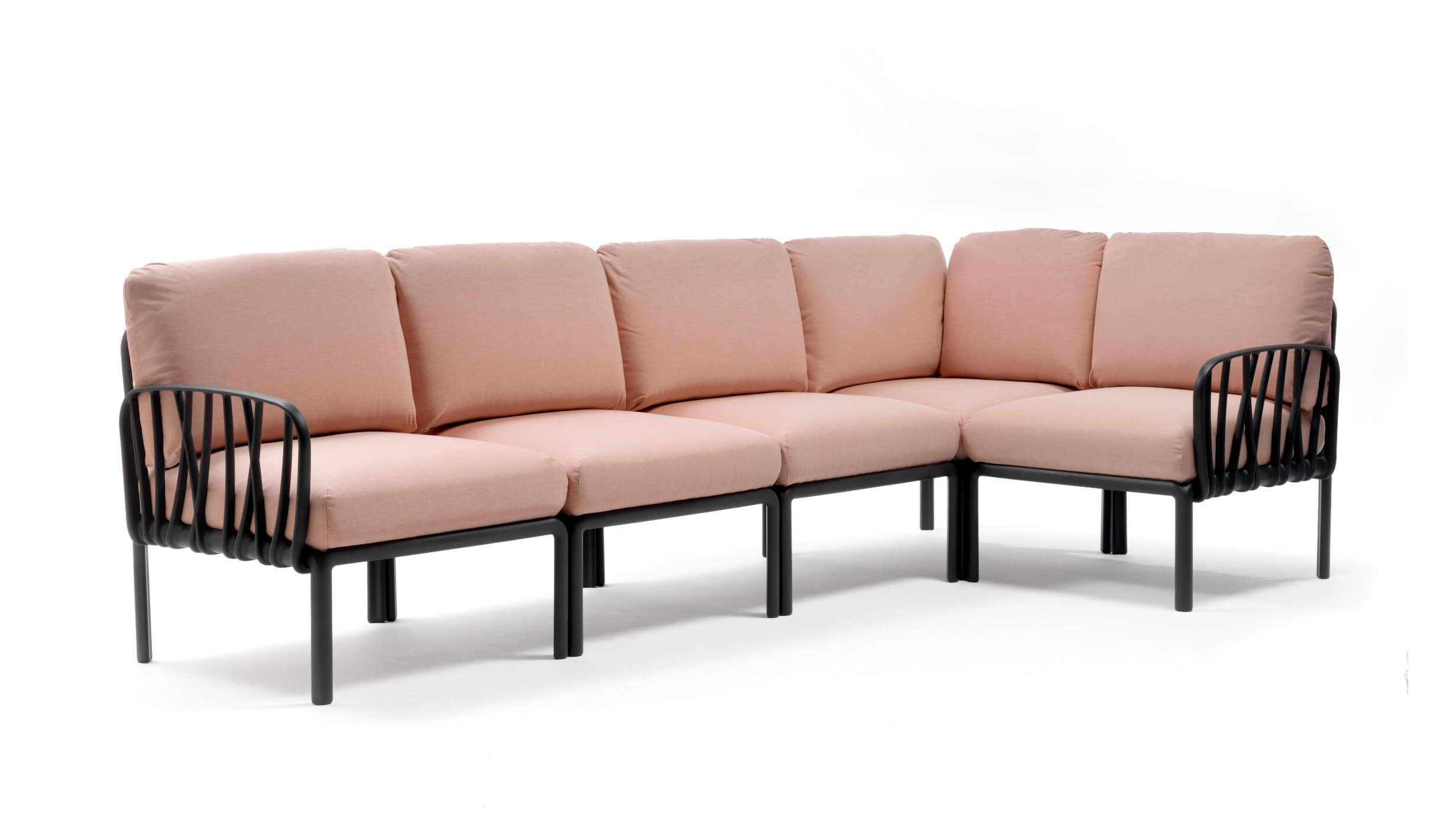 Nardi Komodo 5 Gartensofa anthrazit/rosa quarzo, wetterfest, modular, modernes italienisches Outdoor-Design