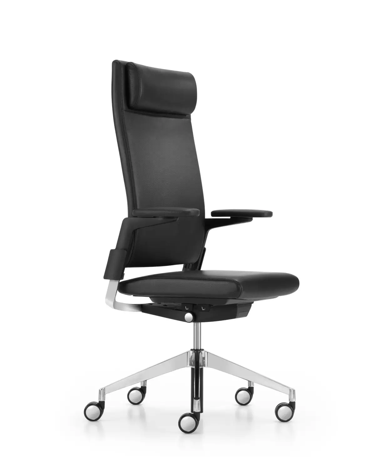 Girsberger Camiro Bürostuhl mit hohem Polsterrücken und Kopfstütze für komfortables und ergonomisches Arbeiten im Büro.