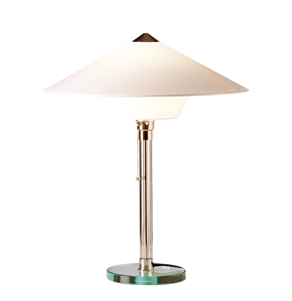 Tecnolumen Wagenfeld WG 28 Tischleuchte aus Metall und Glas im klassischen Bauhaus-Stil für modernes Interior Design