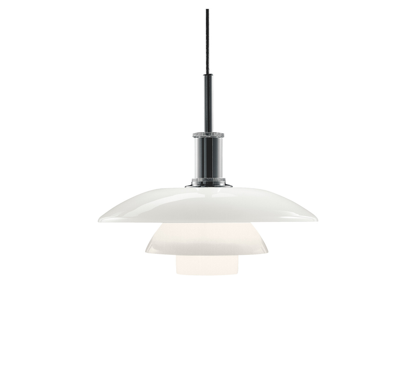 Louis Poulsen PH 4½-4 Pendelleuchte, verchromt, elegantes Design, blendfreies Licht, hochwertige Innenbeleuchtung