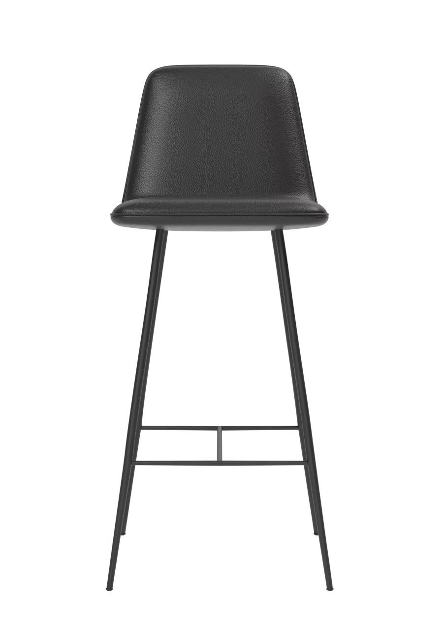 Spine Metal Barstool, höhe 76 cm, schwarz / leder omni 301 schwarz