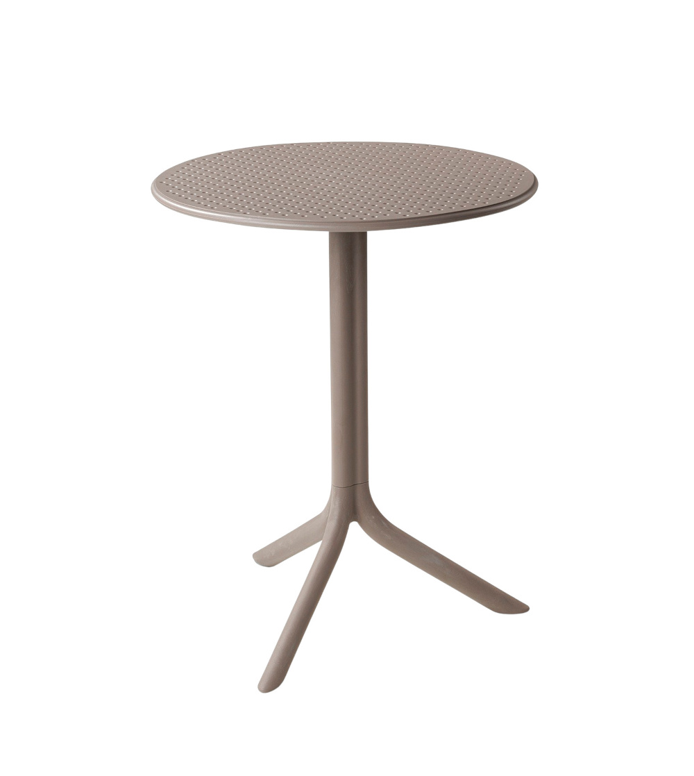 Nardi Step Gartentisch Ø 60 cm, tortora, wetterfest, leicht, langlebig, italienisches Outdoor-Design