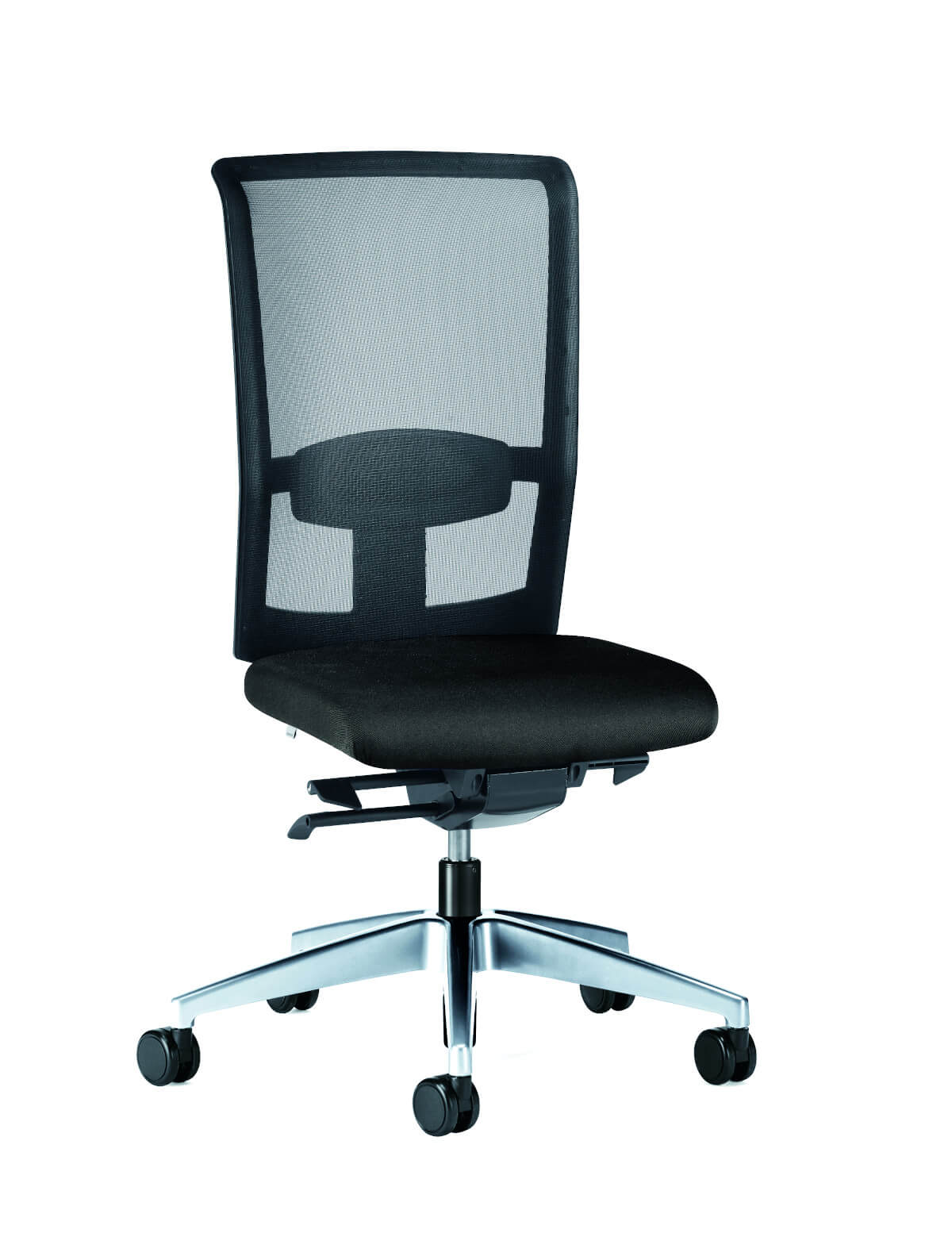 Design-Drehstuhl Goal-Air 172G von Interstuhl in Schwarz mit höhenverstellbarer Sitzfläche und neigbarer Rückenlehne