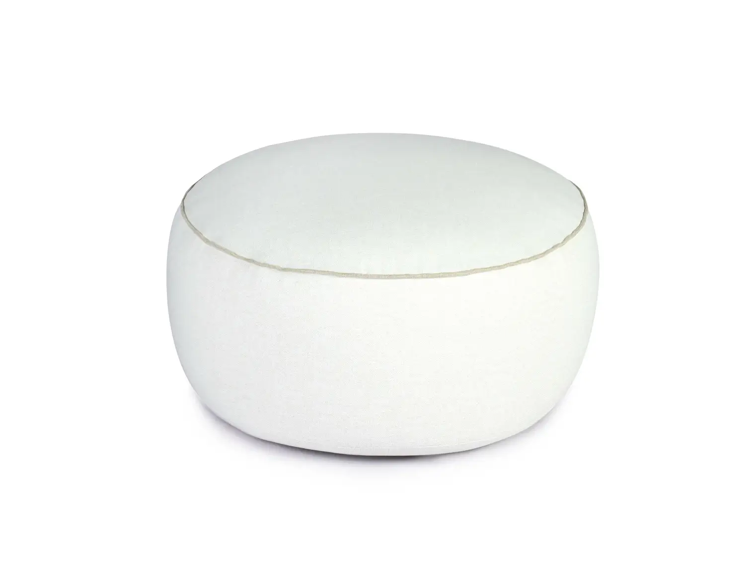 Weishäupl Maliha Lounge Hocker rund in Cream. Komfortabler Outdoor-Hocker als Sitzgelegenheit oder Fußablage für Garten, Terrasse und Pool.