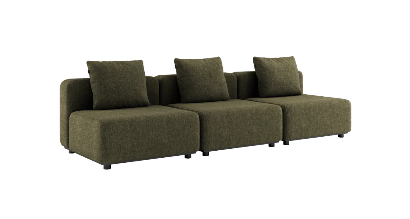 Cobana Loungesofa 3-Sitzer ohne Armlehnen, kirra olive