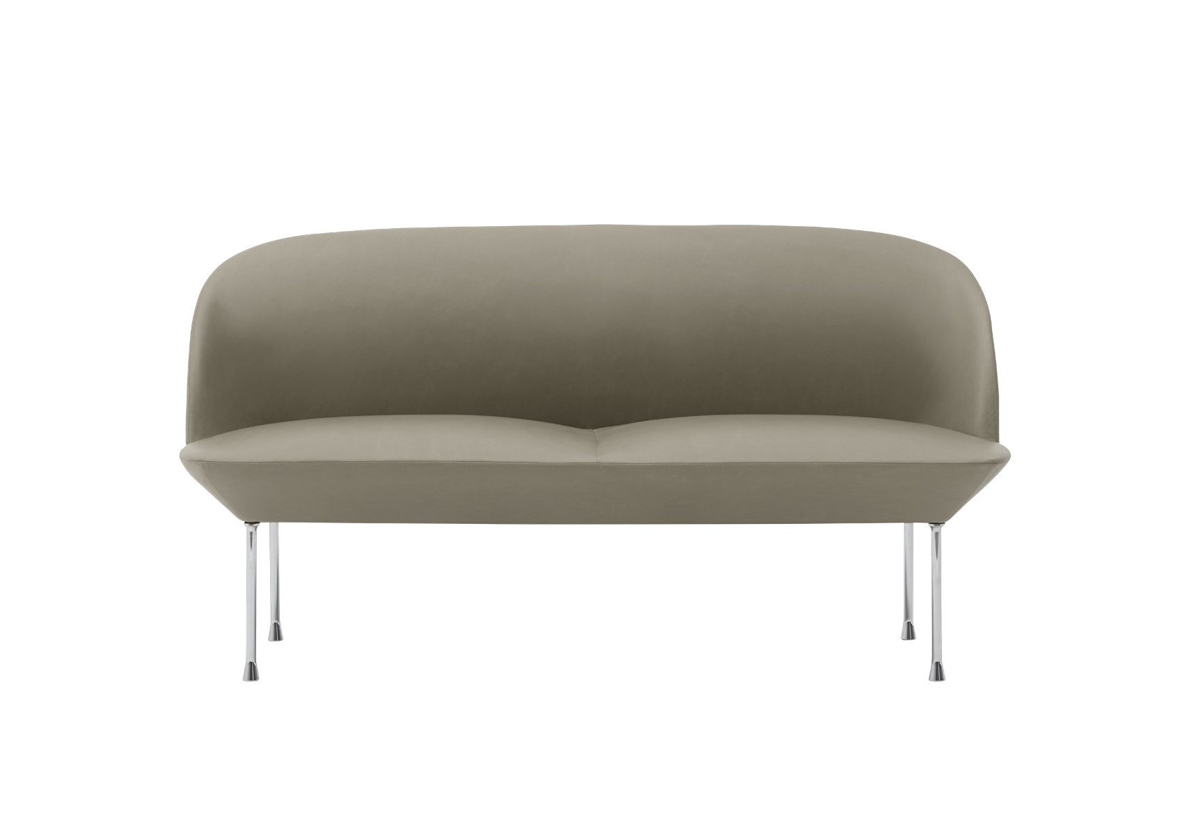 Muuto Oslo Sofa 2-Sitzer aus Refine Leder in Stone mit Chromgestell, modernes skandinavisches Design für Wohn- und Loungebereiche