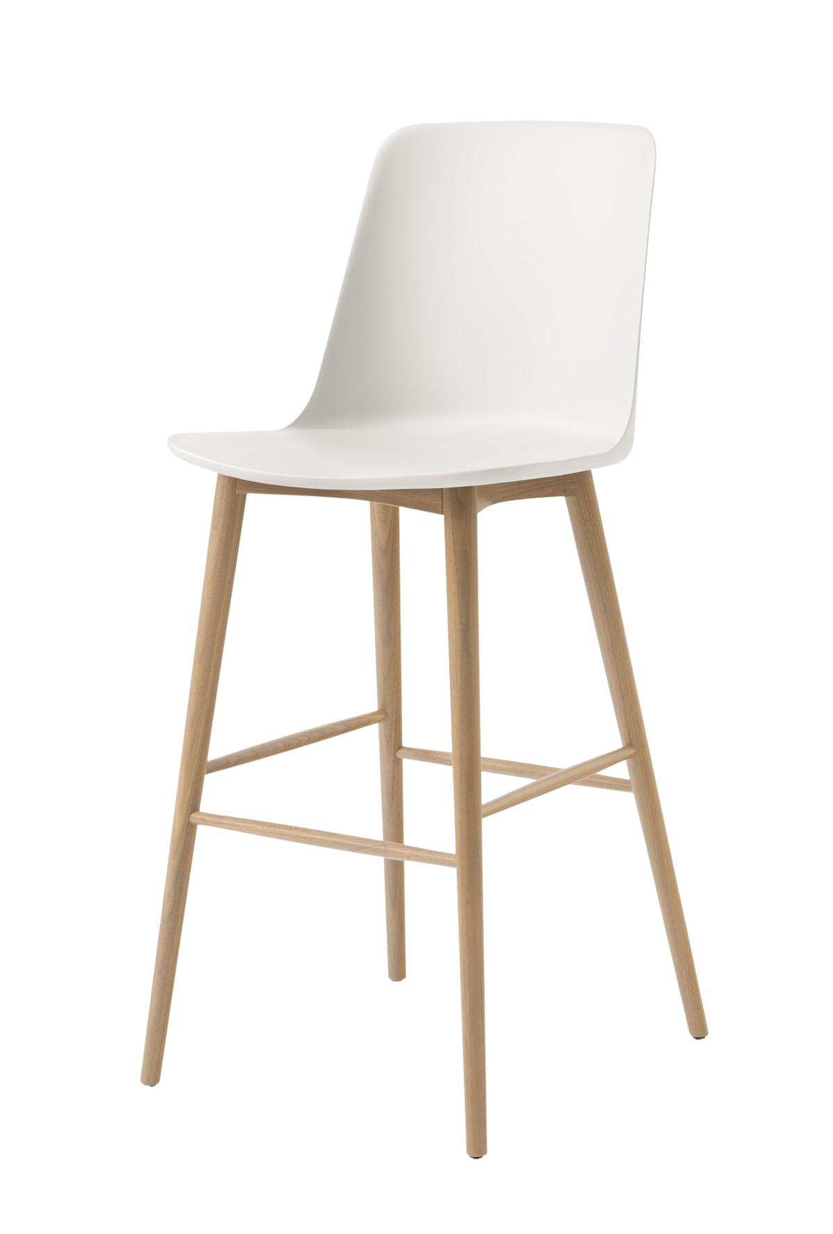 &Tradition Rely HW133 Barhocker mit Holzgestell Eiche und weißem Sitz, elegantes Design