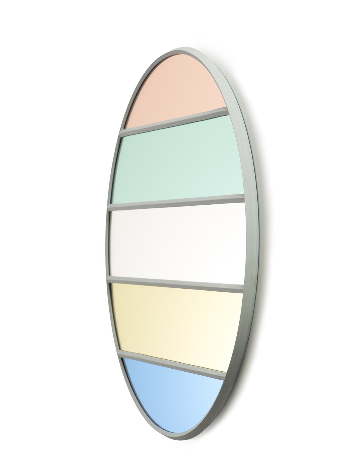 Vitrail Wandspiegel, oval, 50 x 60 cm, hellgrau / mehrfarbig
