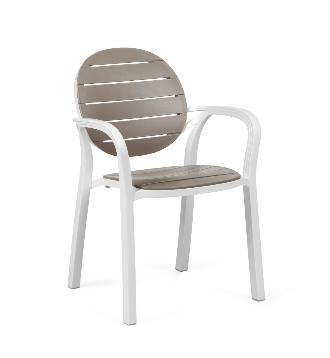Nardi Palma Armlehnstuhl weiß/tortora, italienisches Outdoor-Design, wetterfest, leicht, langlebig, komfortabel