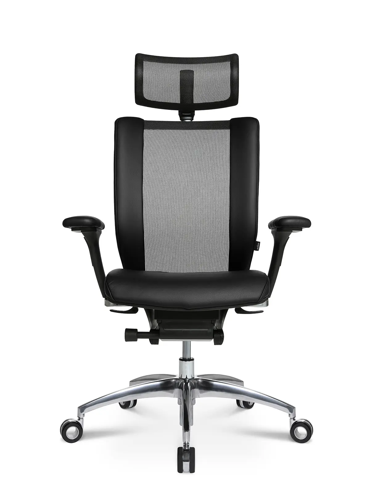 Frontansicht des Wagner Titan Limited Bürostuhls mit Komfortsitz, Netzrücken und ergonomischer Kopfstütze