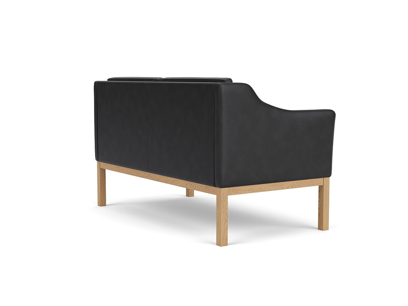 FDB Møbler L45 Sofa 2-Sitzer, Mogens Koch Design, Eiche natur, Leder schwarz, nordisches Design