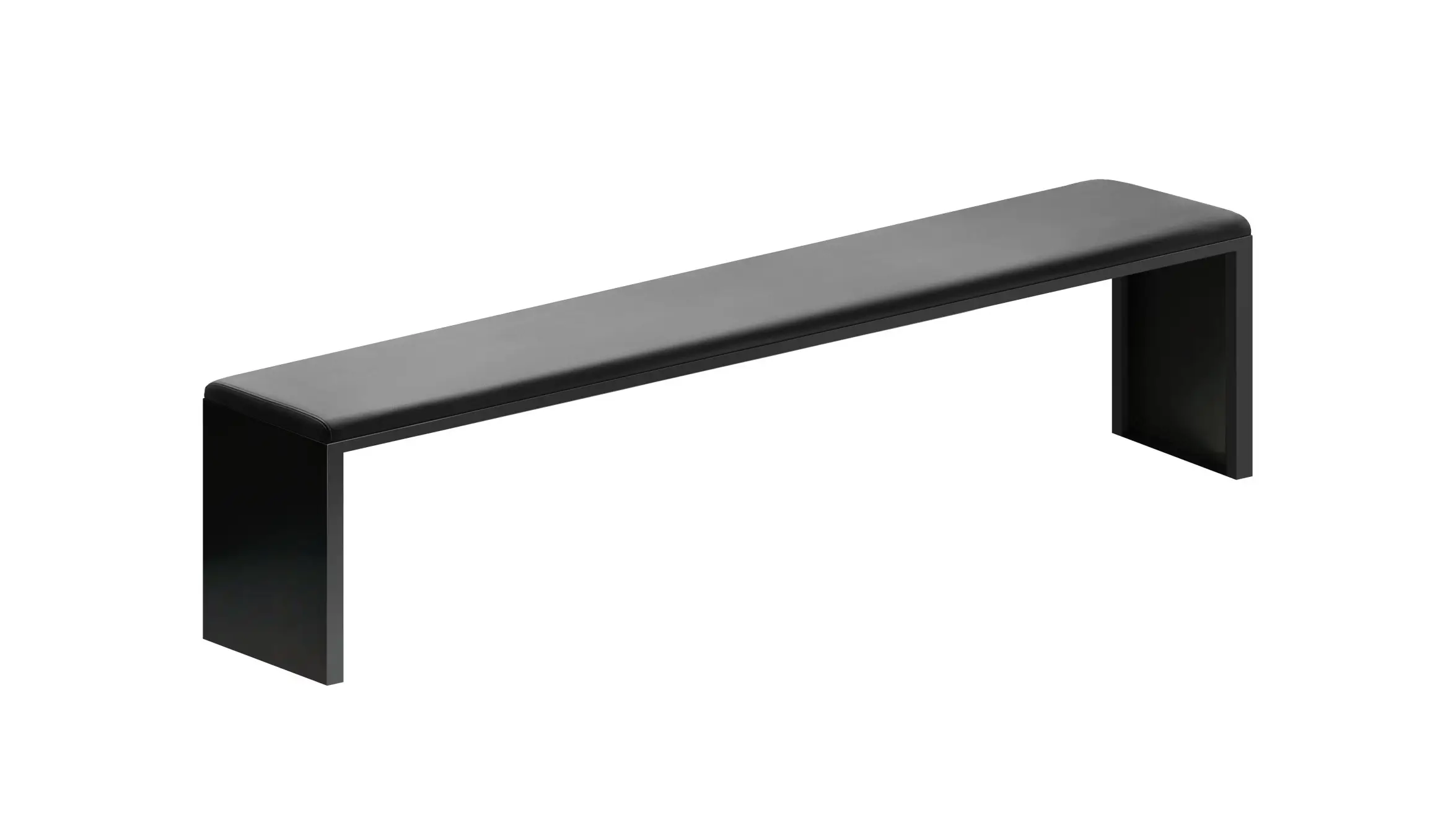 Zeus Irony Pad Bank 210 cm als gepolsterte Designbank mit Gestell in Kupferschwarz.