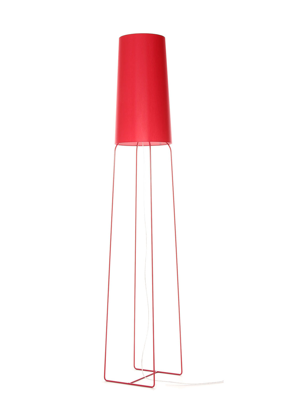 FRAUMAIER SlimSophie Stehleuchte in Rot, modernes Design, stoffbezogener Lampenschirm, stilvolle Beleuchtung für Wohnzimmer