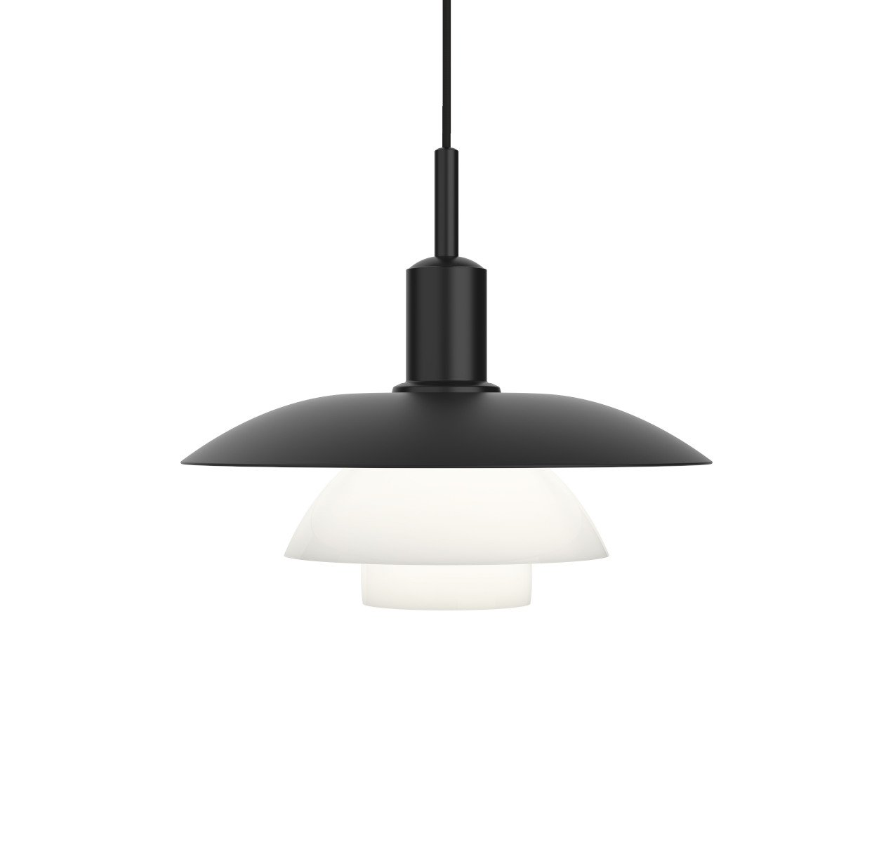 Louis Poulsen PH 5/5 Pendelleuchte Metall schwarz, opal Glas, skandinavisches Design, dimmbar, hochwertige Innenbeleuchtung