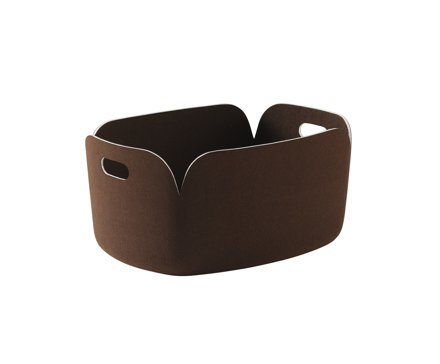 Muuto Restore Aufbewahrungskorb – nachhaltiger Filzkorb in Dunkelbraun Muuto Restore Aufbewahrungskorb in dunkelbraunem Filz, nachhaltiges skandinavisches Design für Wohn- und Arbeitsbereiche