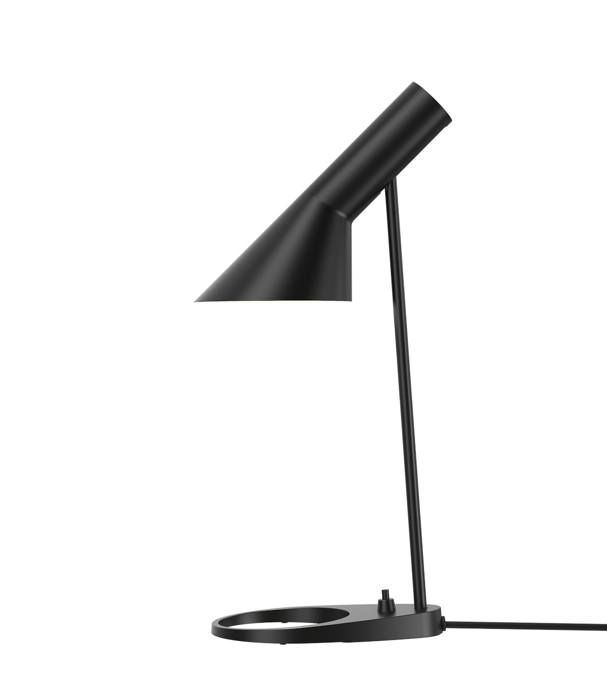 Louis Poulsen AJ Mini Tischleuchte Schwarz, verstellbar Louis Poulsen AJ Mini Tischleuchte schwarz, minimalistisches Design, verstellbarer Lampenschirm, hochwertige Metalloberfläche