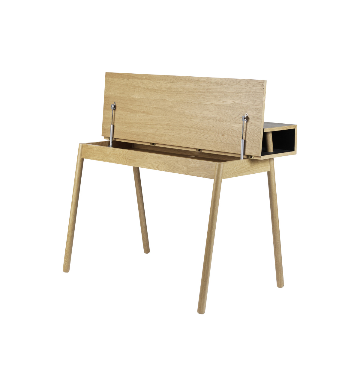 FDB Møbler C68 Nørrebro Schreibtisch, nordisches Design, Eiche natur, Linoleum schwarz, hochwertig, langlebig