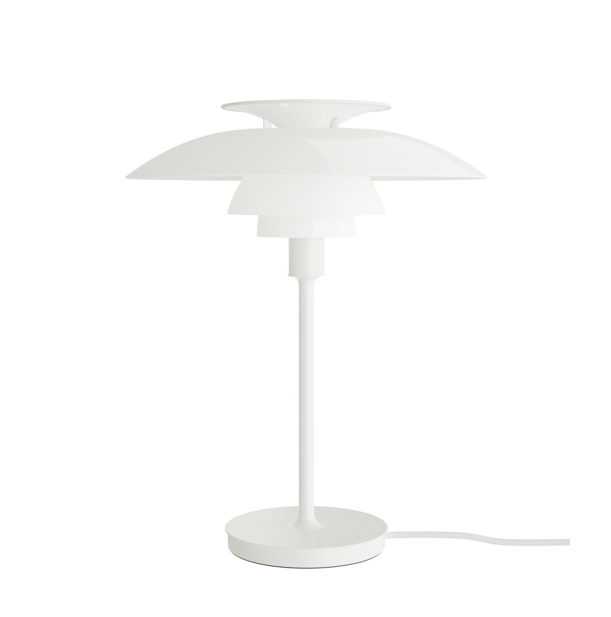 PH 80 Tischleuchte von Louis Poulsen in Opalweiß, elegantes skandinavisches Design, diffuse Beleuchtung für Wohnräume