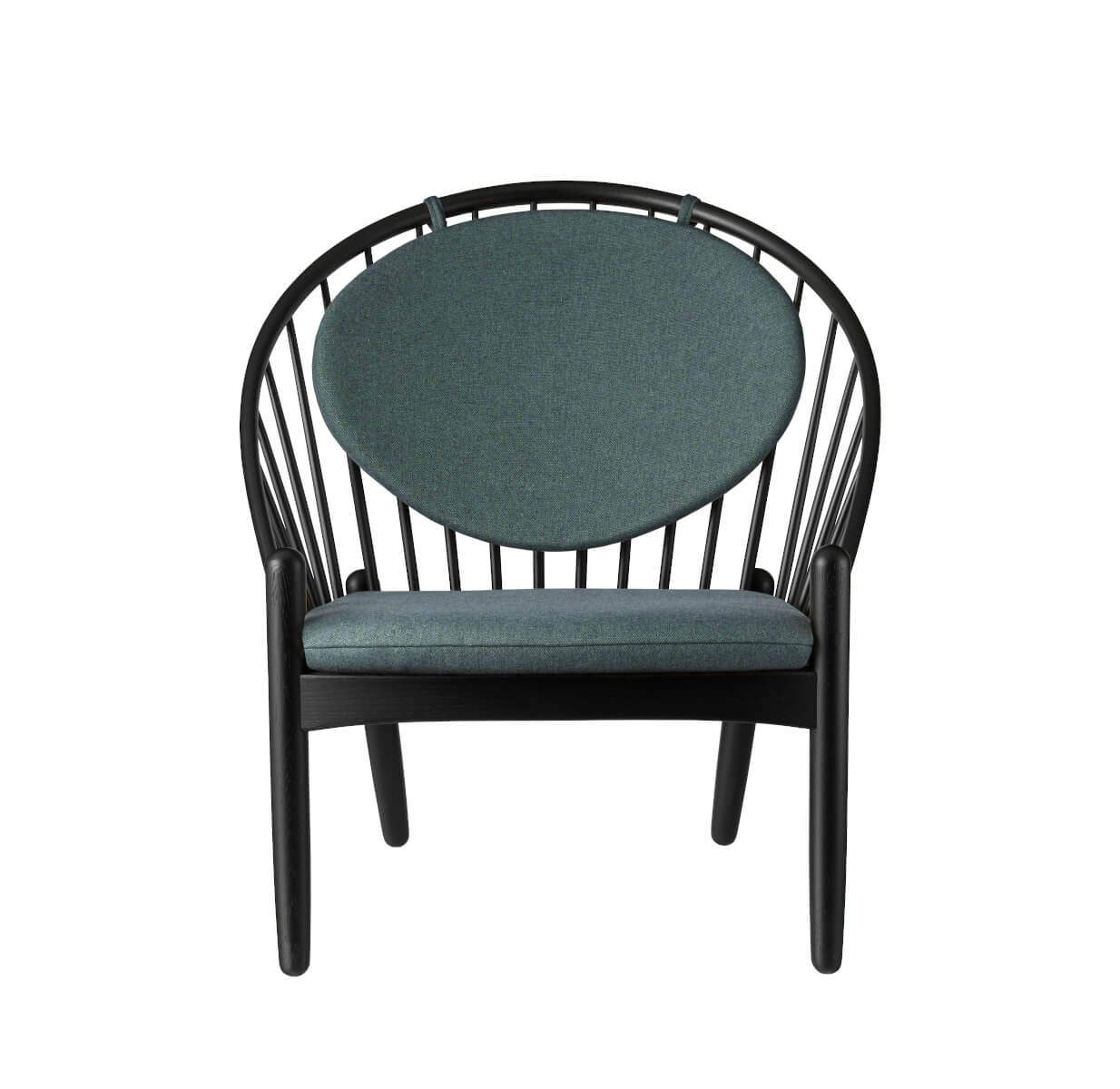 FDB Møbler J166 Jørna Sessel, FSC®-Holz Eiche schwarz, grüne Polster, ergonomisch, nachhaltig, funktional