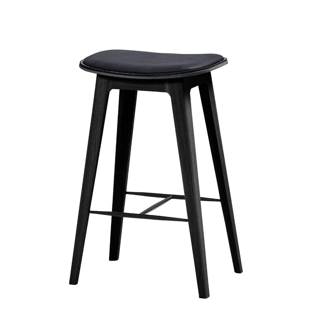 Nordic Barhocker mit Nähten, höhe 73 cm, eiche schwarz / terra black