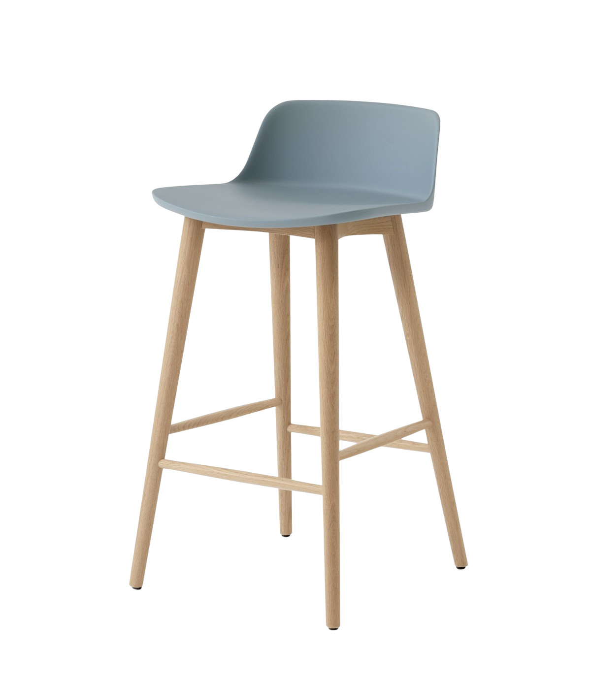 &Tradition Rely HW118 Barhocker Eiche Natur, Sitz light blue, moderner Holz Barstuhl skandinavisches Design