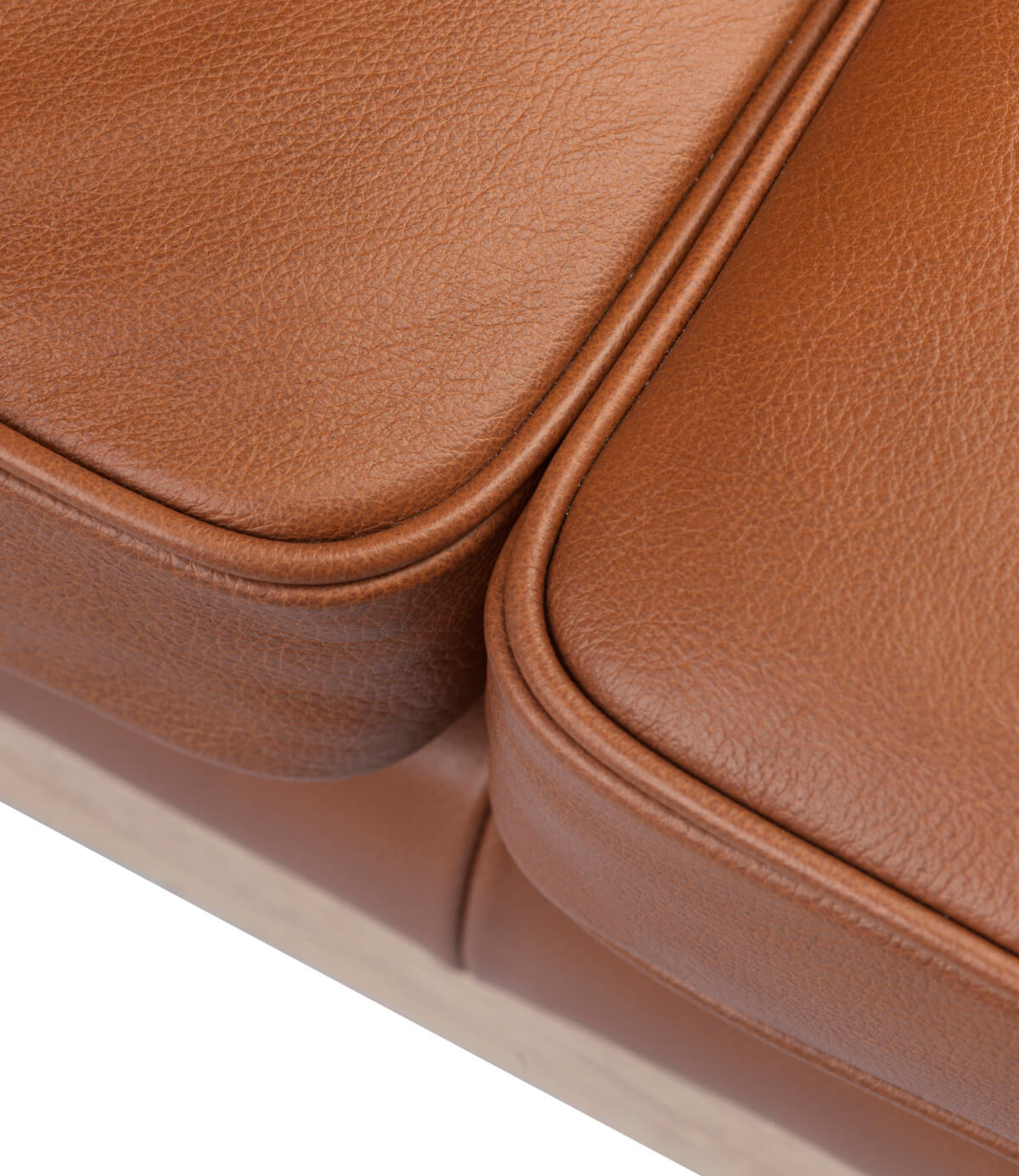 FDB Møbler L43 MK46 3-Sitzer Sofa, nordisches Design, Leder cognac, Eiche natur, ergonomisch, nachhaltig