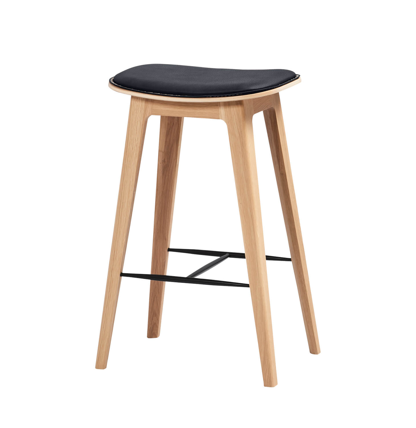Nordic Barhocker mit Nähten, höhe 73 cm, eiche natur / terra black