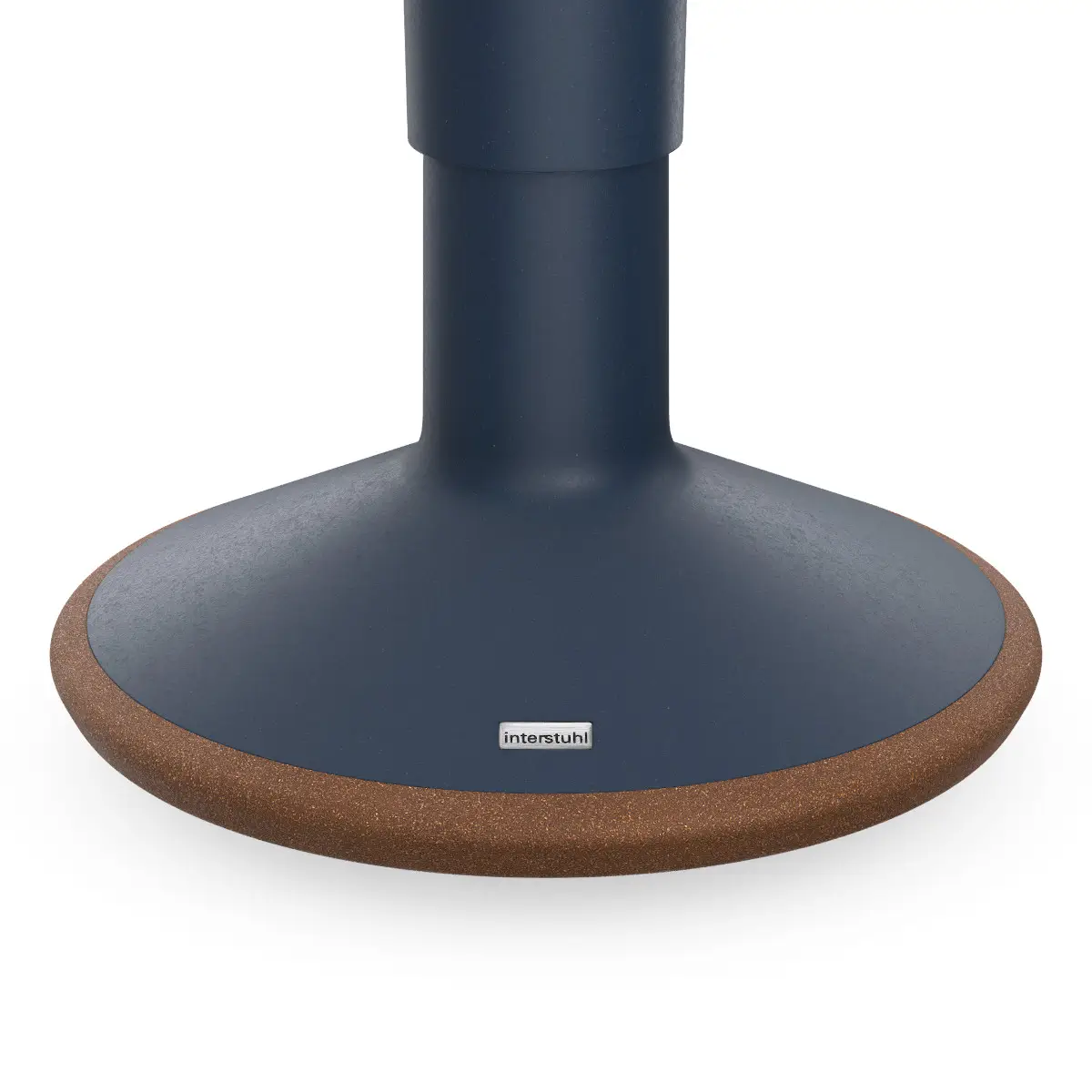 Interstuhl ECO UP Sitzhocker Stahlblau mit Detailansicht des Standfußes