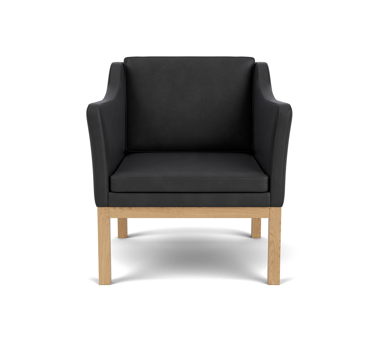 FDB Møbler L46 MK155 Sessel, ergonomisch, Eiche natur, Leder schwarz, nordisches Design, langlebig, funktional