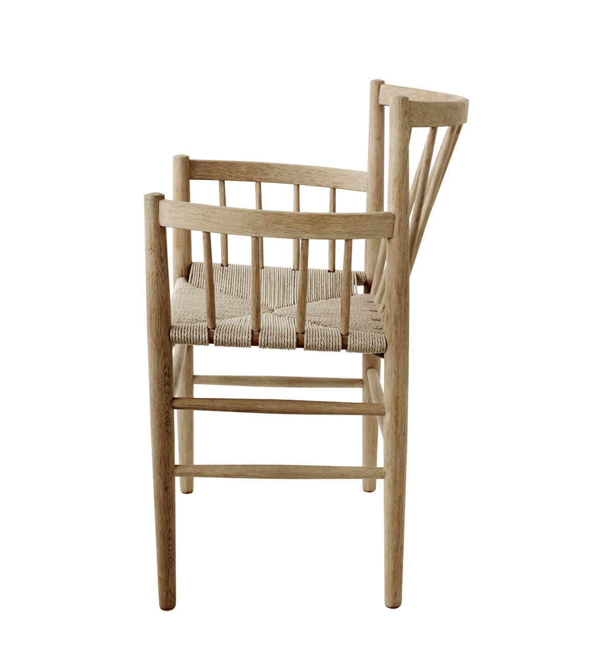 FDB Møbler J81 Armlehnstuhl, ergonomisch, Eiche natur, Naturgeflecht, nordisches Design, langlebig
