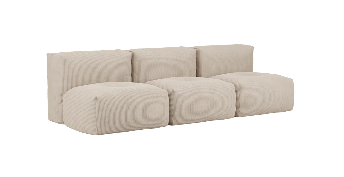 Soft Sofa 3-Sitzer ohne Armlehne, corduroy beige