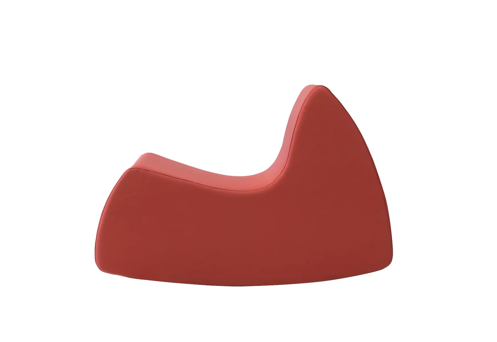 Softline Grand Prix Sessel Small in Rot aus seitlicher Perspektive mit markant geschwungener Sitzfläche, hoher Rückenlehne und weich gerundetem Korpus.