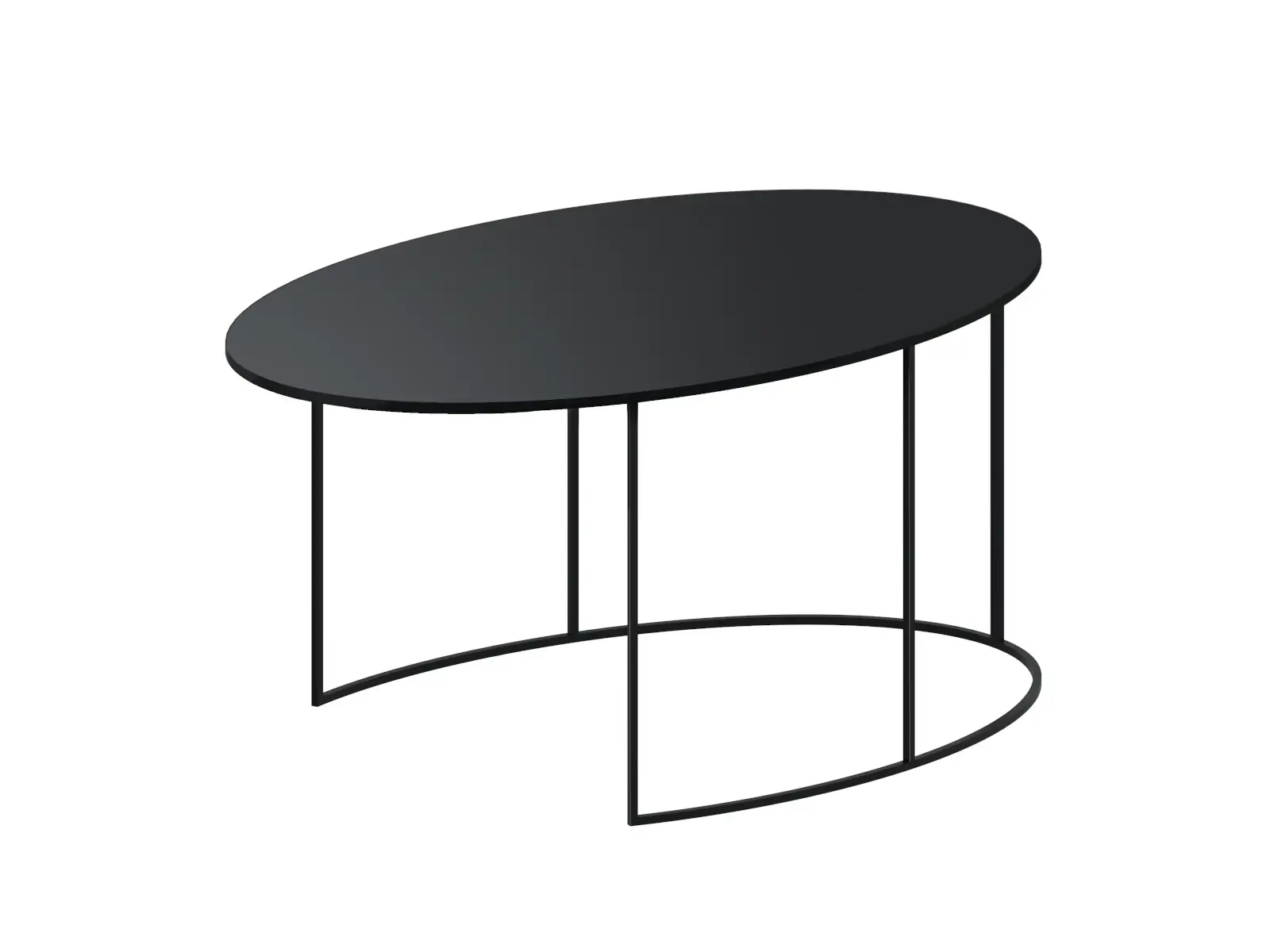 Großer Zeus Slim Irony Oval Couchtisch in Kupferschwarz mit großzügiger Ablagefläche