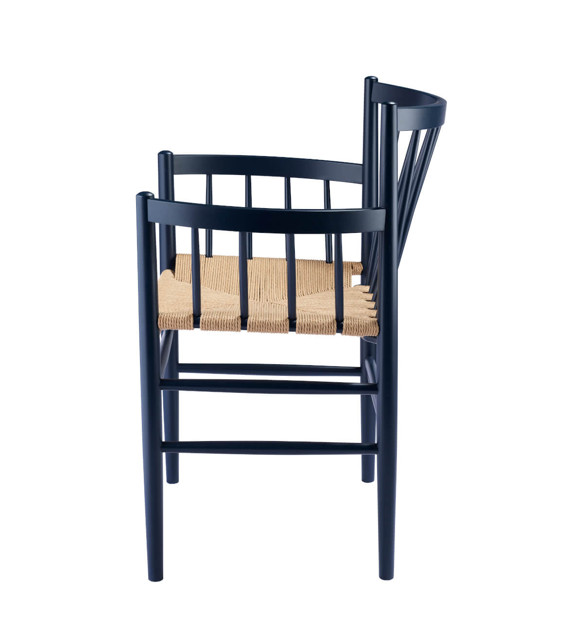 FDB Møbler J81 Armlehnstuhl, Buche, Steel Blue/Naturgeflecht, ergonomisch, langlebig, nordischer Stil