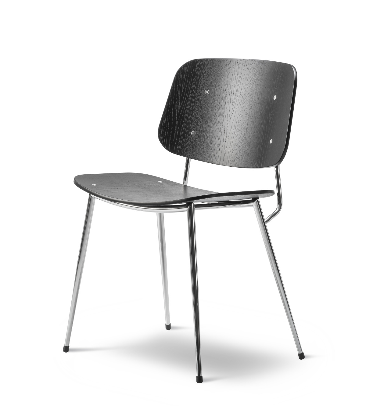 Søborg Metal Base Stuhl, schwarz / walnuss lackiert