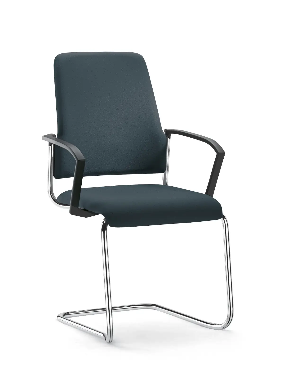 Interstuhl Goal 550G Besucherstuhl in Grau mit Armlehnen und Freischwingergestell in Chrom