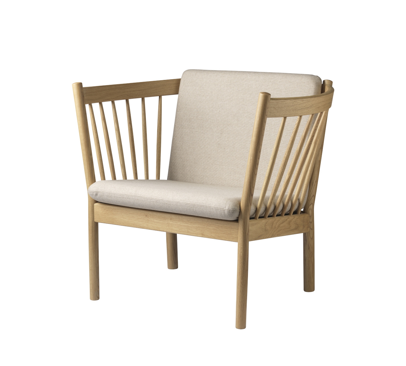 FDB Møbler J146 Sessel, nordischer Design-Sessel, ergonomisch, Eiche natur, beige, langlebig, nachhaltig