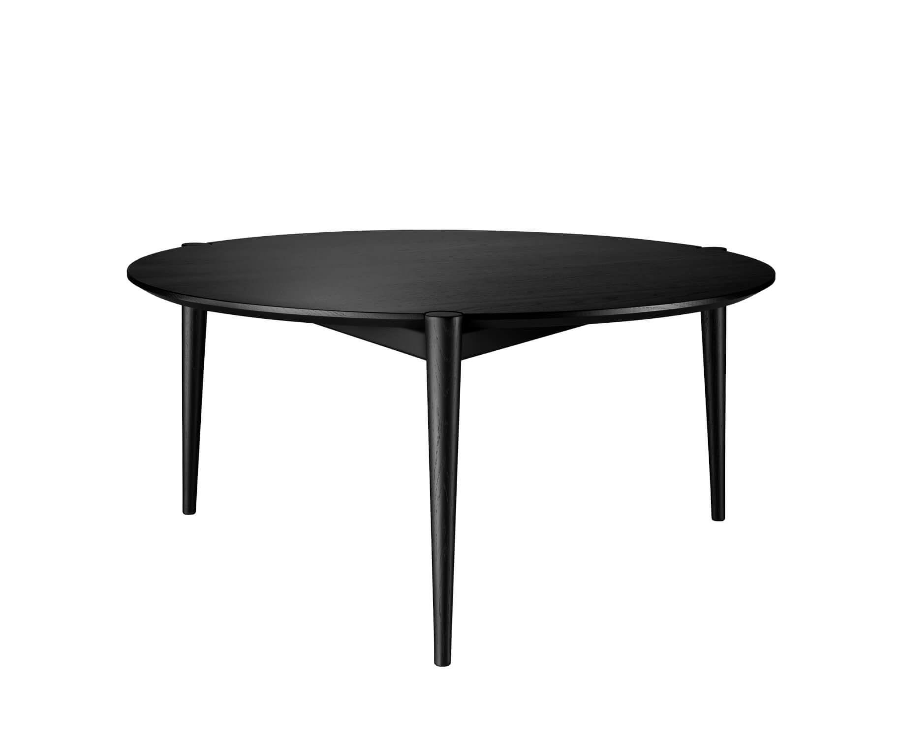 FDB Møbler D102 Søs Couchtisch, Ø 85 cm, Eiche schwarz, nordisches Design, langlebig, funktional