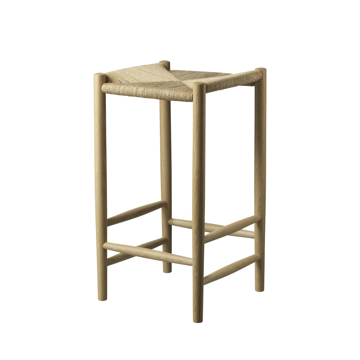 FDB Møbler J164C Barhocker, nordisches Design, Eiche natur, Naturgeflecht, ergonomisch, langlebig