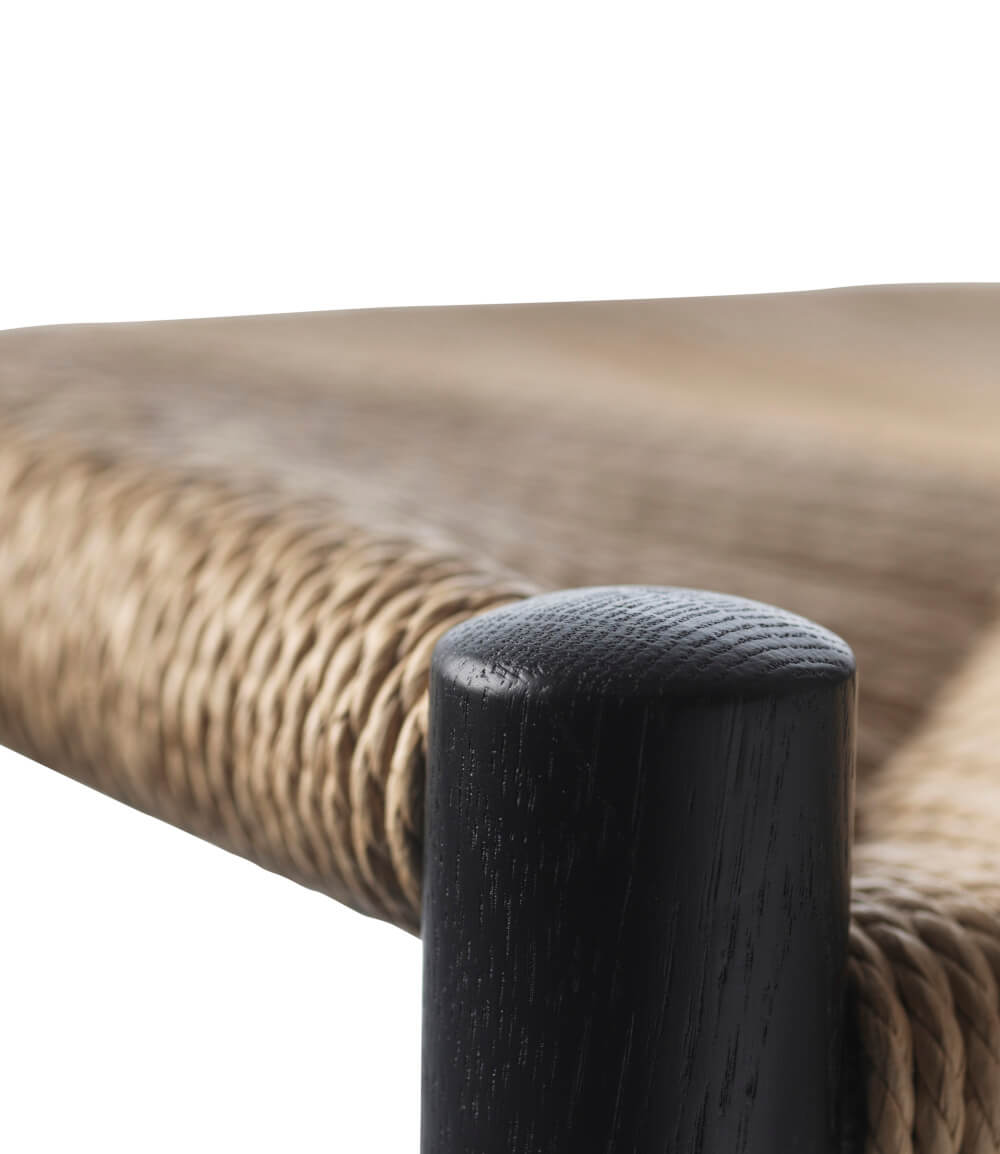 FDB Møbler J164C Barhocker, ergonomisch, Eiche schwarz, Naturgeflecht, nordisches Design, langlebig