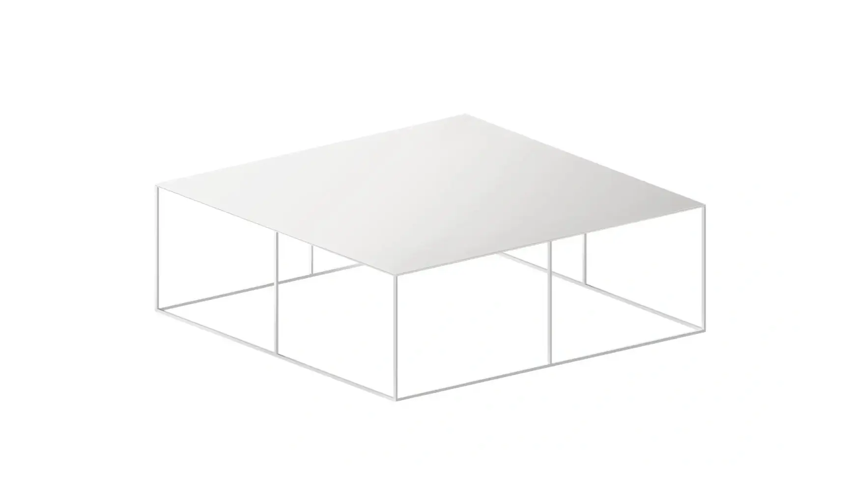 Großzügiger Zeus Slim Irony Couchtisch 124 × 124 cm in Weiß für moderne Wohnräume.