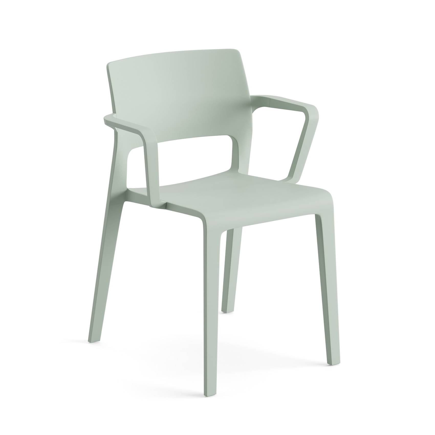 Arper Juno 02 Armlehnstuhl in Salbeigrün, moderner Designstuhl aus recyceltem Material, ideal für Esszimmer und Büros