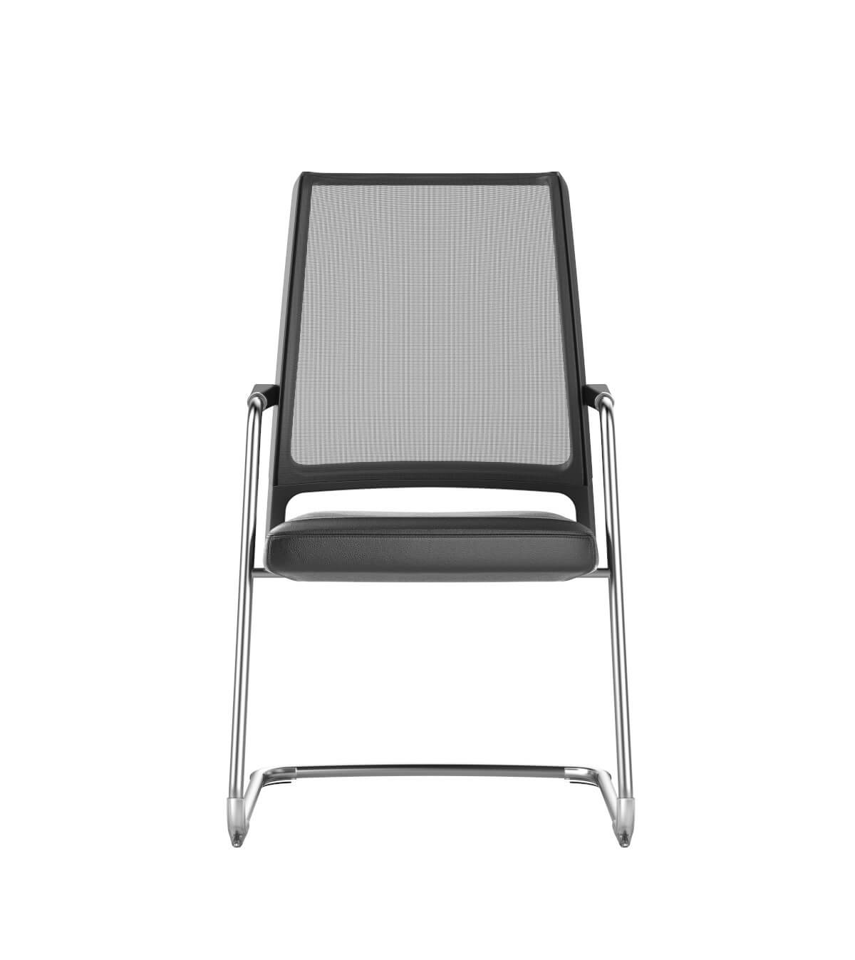 Design-Besucherstuhl VINTAGEis5 57V7 von Interstuhl mit Netzrücken und bequemer Polsterung für Bürobesucher.