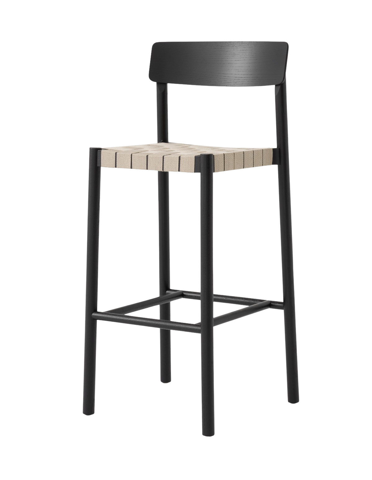 Betty TK15 Barhocker, höhe 75 cm, schwarz / gewebe natur