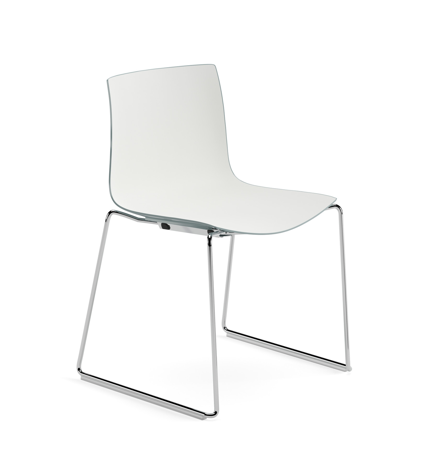 Catifa 46 Stuhl, zweifarbig, chrom / weiß-petrol #0278