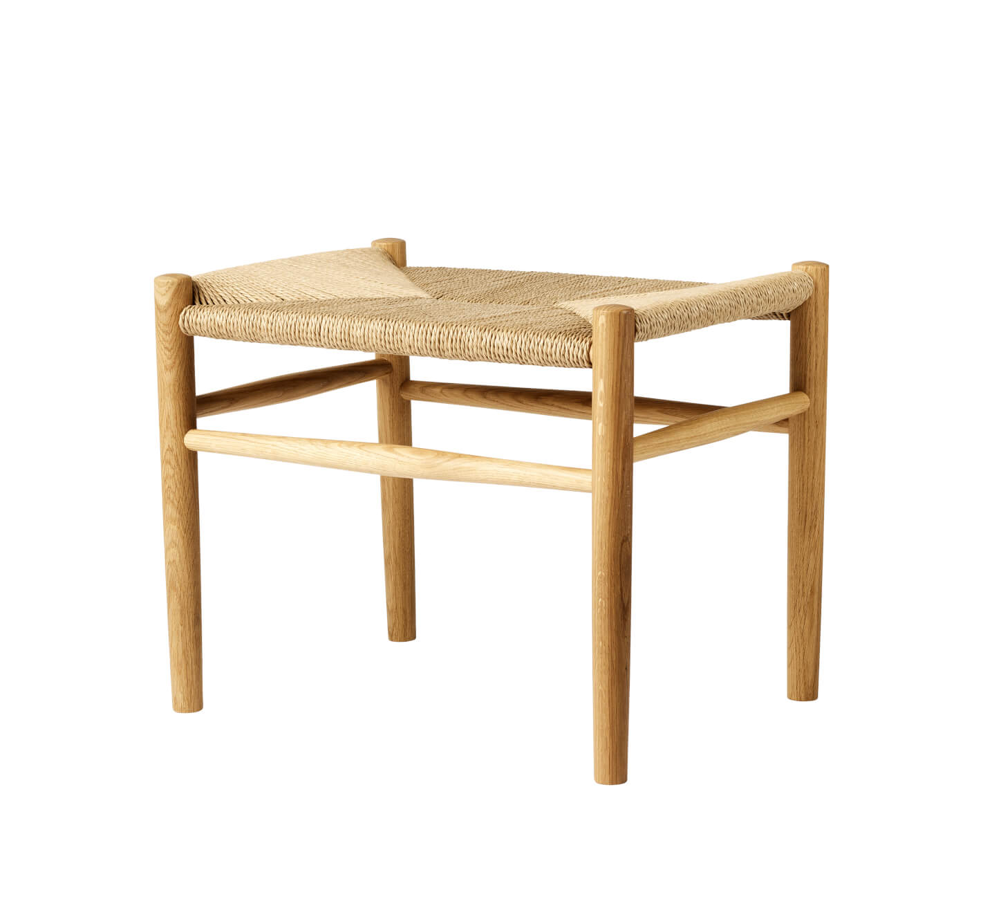 FDB Møbler J83 Hocker, funktional, FSC®-Eiche natur, Naturgeflecht, langlebig, nordisches Design